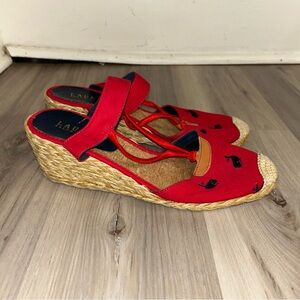 Ralph Lauren Red Espadrille Wedges
